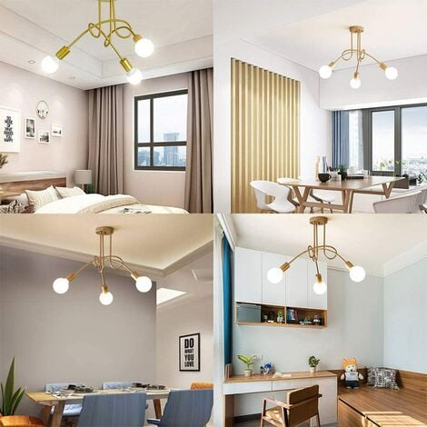 Plafoniere, 3 Luci Spider Lampadario a Soffitto in Industriale Stile, Illuminazione Creativo Supporto E27 per Cucina Isaland Camera da Letto (Oro)