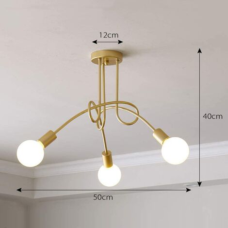 Plafoniere, 3 Luci Spider Lampadario a Soffitto in Industriale Stile, Illuminazione Creativo Supporto E27 per Cucina Isaland Camera da Letto (Oro)