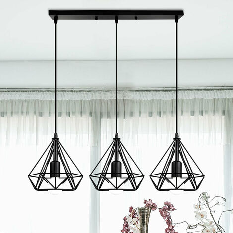 IDEGU Lampadario A Sospensione Moderno A Forma Di Diamante, 25 Cm, Bianco, E27, Max 40W, In Metallo Verniciato, Per Soggiorno E Ingresso - 3