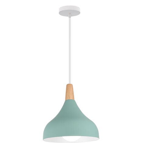 Lampada a Sospensione, Lampadario a Soffitto con Ø20cm Paralume Cupolo in  Legno, Moderna Illuminazione con E27 Supporto per Soggiorno Camera da Letto  Sala da Pranzo (Azul)