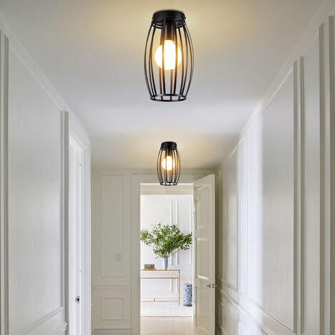 STOEX Set di 2 lampade a sospensione vintage industriali a gabbia a forma di diamante, 25 cm, E27 retrò, lampadario paralumi corda regolabile (nero