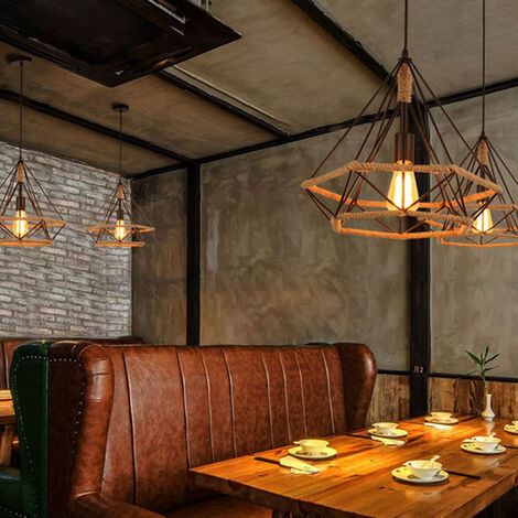 Lampadario industriale E27, lampada a sospensione vintage, lampada da soffitto a forma di gabbia metallica retrò, plafoniera per interni, nero | Leroy Merlin