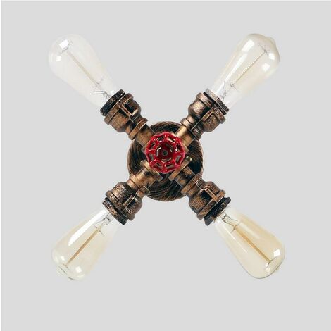 Lampada da Soffitto Tubolare 4 Luci Rustica Industriale Plafoniera Tubo dell'Acqua Luminaire per Cucina Isaland Camera da Letto Bronzo