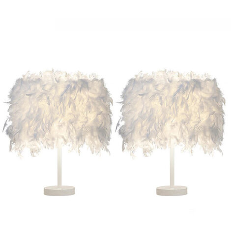 2 Pezzi Lampada da Tavolo in Piuma E27 Lampada da Tavolo Illuminazione Arredamento per Ingresso Camera da Letto Comodino