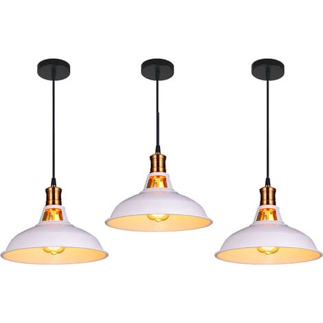 Lampadine Vintage Led pendenti con paralume bianco