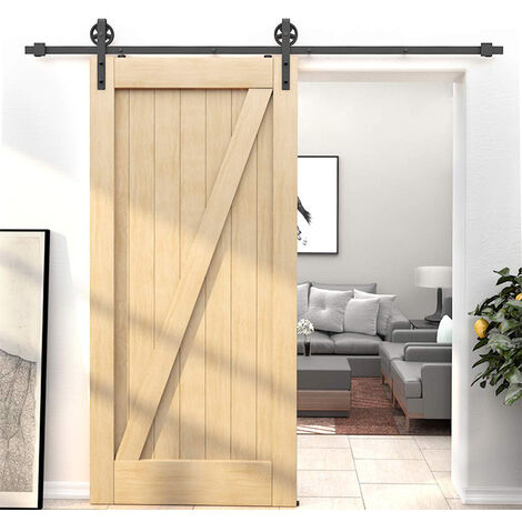 Binario per Porta Anta Scorrevole 150 cm Interno Esterno Kit Ferramenta per Anta Singola in Legno da Parete (Nero)