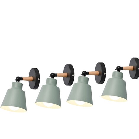 4 Applique Da Parete Vintage In Legno E Metallo - Lampade E27 Per Camera, Corridoio, Soggiorno - Foto 14