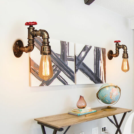 Rétro Industriale Tubo Acqua Lampada da Tavolo Steampunk Inox Scrivania