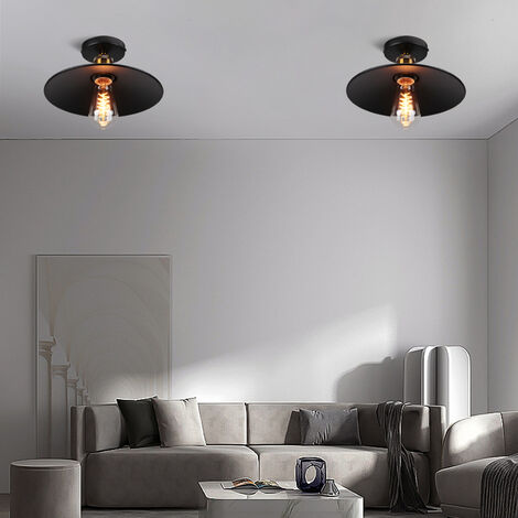 2 Pezzi 36cm Lampada da Soffitto Vintage Retrò E27 Lampadario Ferro