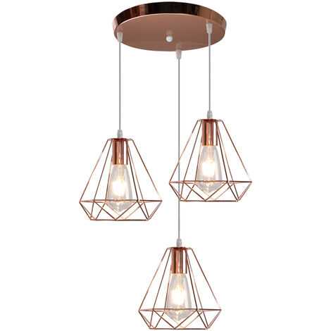 STOEX Vintage Lampada a sospensione retrò industriale 22cm Lampada a sospensione 3 luci Lampadario per Camera da letto Soggiorno Cucina Ufficio Corridoio, Bianco