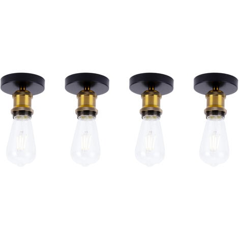 4X E27 Portalampada Plafoniera, Vintage Retro Lampada da Soffitto Edison  Supporto per Cucina Camera da Letto (