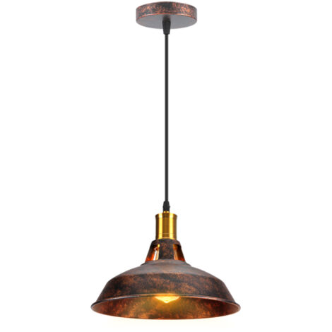 Lampada a Sospensione, Vintage Lampada da Soffitto con Paralume in Metallo, Industriale Stile Illuminazione Supporto Edison E27 per Corridoio Cucina Isaland Camera da Letto Scala Ruggine - 1 Pezzi (1/5)