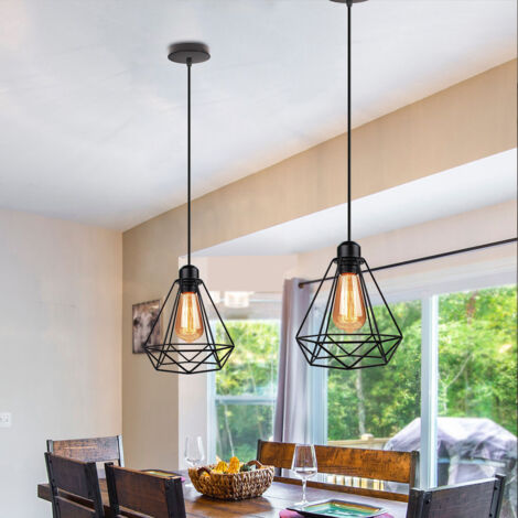 iDEGU Lampada a sospensione in stile moderna elegante metallo lampadario a sospensione in forma di gabbia diamante, 20cm, oro rosa