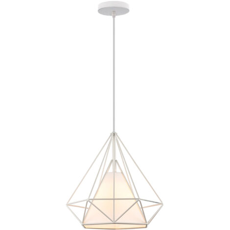 Lampada A Sospensione Industriale A Forma Di Diamante, Gabbia Metallica, 95 Cm Regolabile, Oro, Con Lampadina E27 Inclusa