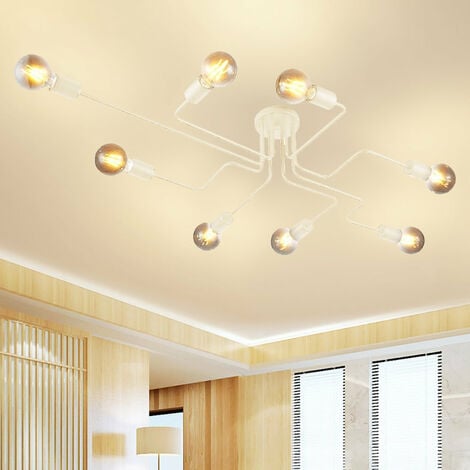 Plafoniere Soffitto, 8 Luci Spider Lampadario a Soffitto, Plafoniere Illuminazione Supporto E27 per Cucina Isaland Camera da Letto (Bianco)
