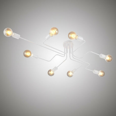 Plafoniere Soffitto, 8 Luci Spider Lampadario a Soffitto, Plafoniere Illuminazione Supporto E27 per Cucina Isaland Camera da Letto (Bianco)