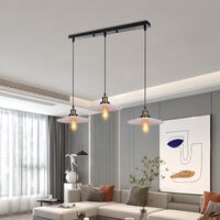 Plafoniera Lampadario A Sospensione 3 Luci In Metallo, Stile Vintage Industriale, Paralume Bianco, Cavo Regolabile 100 Cm, E27, Senza Lampadine