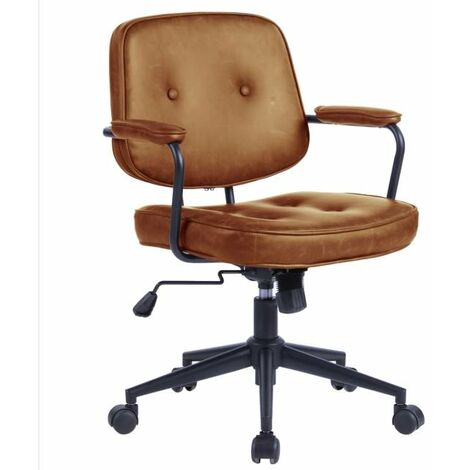 Foroo Faux Leather Office Chair Brown Desk Chair with upholstered armrests, Tan Office Cahir on Wheels for Home