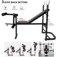 Foroo Adjustable Weight Bench Press Rack Multi Gym Abs Home Fitness - Black