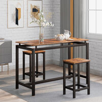 Foroo Bar Table Set Kitchen Counter with Bar Chairs, Industrial for Kitchen, Living Room, Party Room Brown - Brown