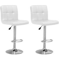 Foroo Bar Stools Set of 2 Cortex Upholstered Seat with Backrest Black Metal Legs Counter Breakfast Chairs Kitchen White - White