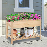 Foroo Raised Garden Bed Wooden Raised Bed Box for Vegetables Flowers HWD 100 x 84 x 40
