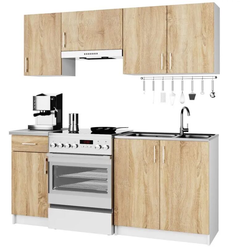 NOLA - Cocina completa lineal + módular 180cm 5 pzs - encimera INCLUIDA - juego de muebles de cocina