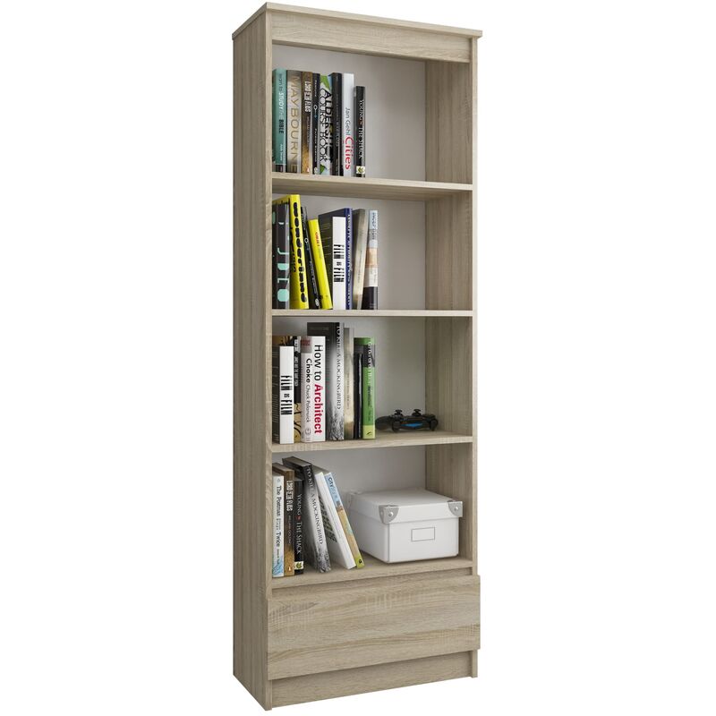 Wilma Librería Moderna oficina 180x60x35cm 4 nichos 1 mueble almacenaje