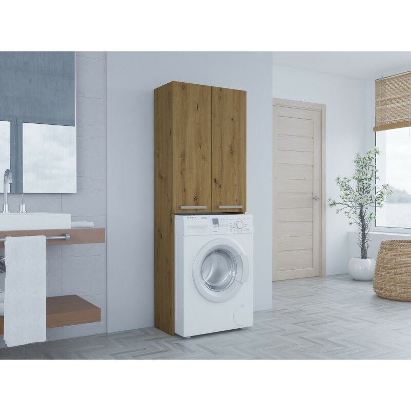 LENA - Mueble para lavadora de estilo moderno - 64x180x30 - 2 puertas+4  baldas