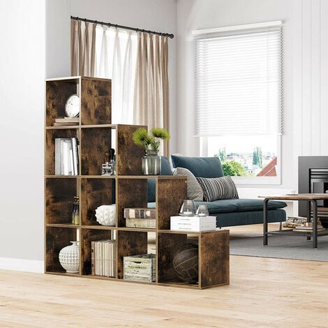 STELLY - Estantería armario salón/dormitorio en Estilo Rústico -  129,5x29x129,5 cm - Escalonada