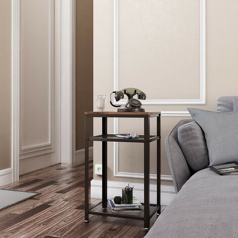 STELLY - Mesita de Noche Salón/Dormitorio en Estilo Rústico - 45x35x75 cm -  2 Baldas - Mesa de Centro