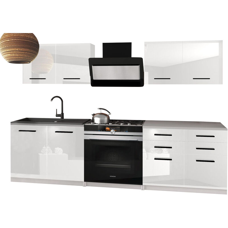 KOMPANO - Cucina completa L160 cm - Cucina dritta 6 pz - Piano di lavoro  incluso