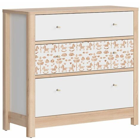 TERRY - Cassettiera per bambini in stile scandinavo per la cameretta dei  bambini/ragazzi - 100x92x40 - 4 cassetti 