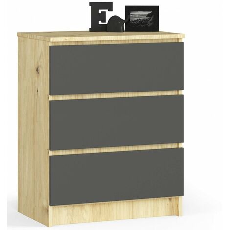 RIGA, Cassettiera moderna per camera da letto/soggiorno/ufficio 40x120x98, 3 cassetti 3 ante, Mobile contenitore