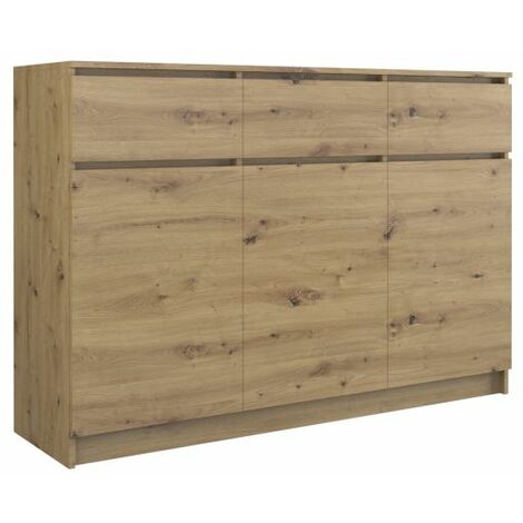 ALBI S3 - Cassettiera di tendenza per camera da letto / soggiorno /  credenza ufficio - 140x40x76 - 3 cassetti 2 ante - Finitura lucida