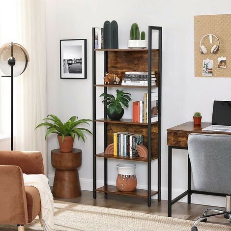 STELLY - Libreria soggiorno/sala da pranzo in stile rustico - 62x24x165 cm - 5 ripiani