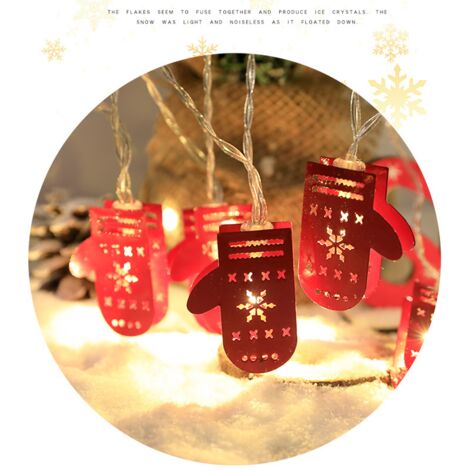 Guirlande lumineuse LED Père Noël, chaussettes rouges en fer, boîte à piles  de Noël, lumières USB, lumières de décoration d'arbre de Noël (bonhomme de