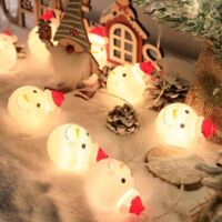 Guirlande lumineuse à LED Père Noël, boitier à piles USB, bonhomme de neige au chaperon rouge, lumières de décoration d'arbre de Noël (bonhomme de neige blanc chaud-[modèle à piles] 3 mètres 20 lumières toujours allumées)