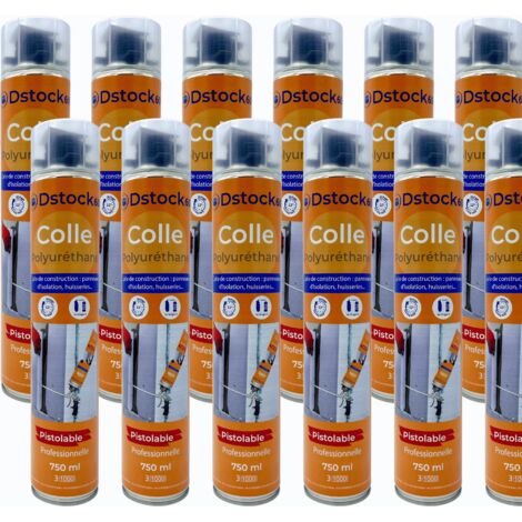 Dstock60 – Colle polyuréthane non expansive 12 unités – Pour collage panneaux XPS/EPS et étanchéité toiture bitume – Rendement 14-18 kg/m³