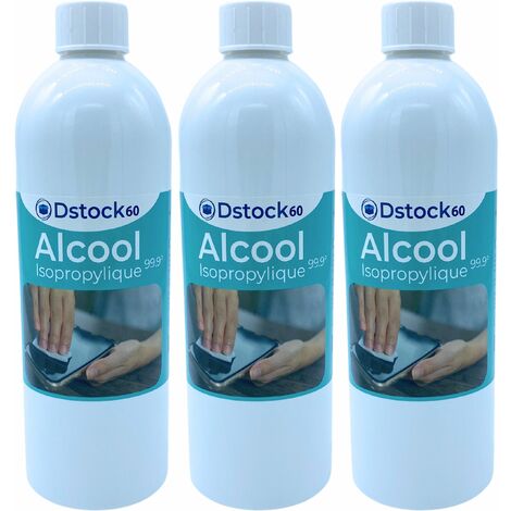DSTOCK60 – 3 Bouteilles de 1 litre d'Alcool Isopropylique 99,9% extra pur -  Fabriqué en