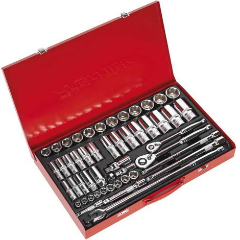 Sealey AK6942 50pc 3/8in / 1/2inSqDr 6pt WallDrive Metric Socket Set