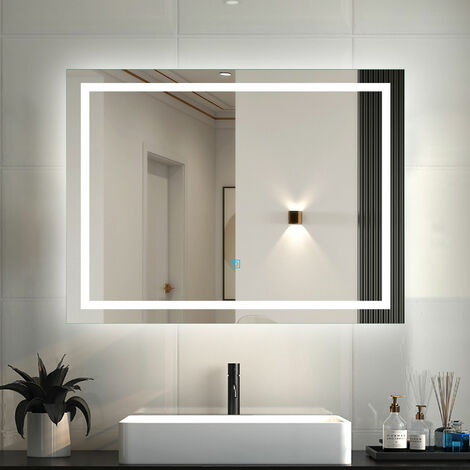 LED Badspiegel mit Beleuchtung Badezimmer Spiegel mit 3 Lichtfarbe Dimmbar Beschlagfrei Speicherfunktion 110x70cm