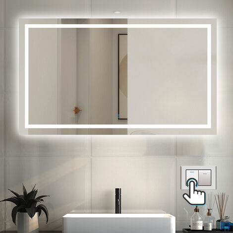 LED Badspiegel mit Beleuchtung Badezimmer Spiegel mit 3 Lichtfarbe Dimmbar Beschlagfrei Speicherfunktion 120x80cm