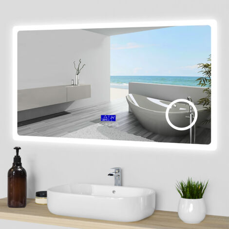 LED Badspiegel mit 3-fache Vergrößerung Beschlagfrei Badezimmer Spiegel mit Speicherfunktion Warm/Neutral/Kaltweiß Dimmbar CE IP44 100x60cm