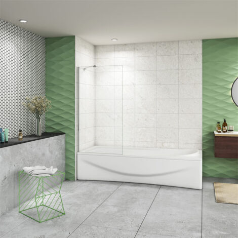 80x140cm 6mm Badewannenaufsatz ESG Nano Glas feste Glaswand Glastrennwand auf Badewanne