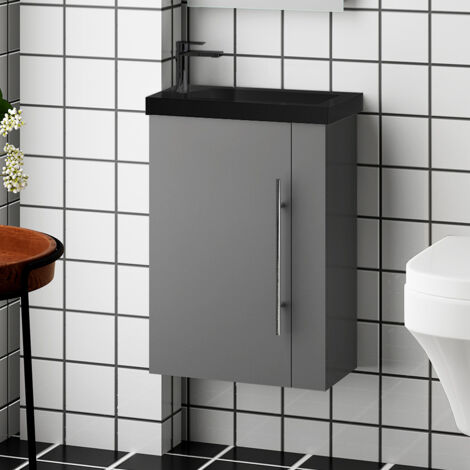 44x60 cm Badmöbel Set Waschtisch mit Unterschrank Badezimmerschrank mit Soft Close Anthrazit (1/5)