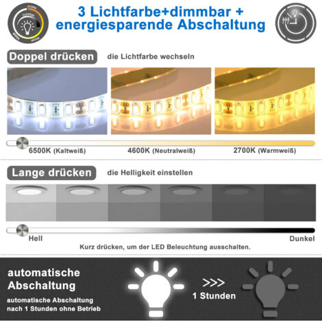 LED Spiegel Schwarzer Rahmen Badspiegel mit Warm/Neutral/Kaltweiß Dimmbar Speicherfunktion Touch/Wandschalter Beschlagfrei Wandspiegel Design mit abgerundeten Ecken 70X50cm