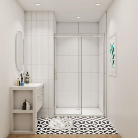 120x195cm Duschabtrennung Duschkabine Schiebetür Dusche Nischentür 8mm NANO Glas