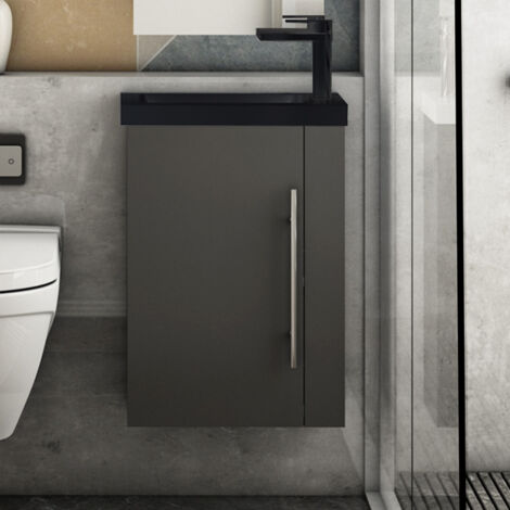 Badezimmerschrank Badmöbel Set 44x60cm Waschtisch mit Unterschrank mit Soft Close Anthrazit (1/5)
