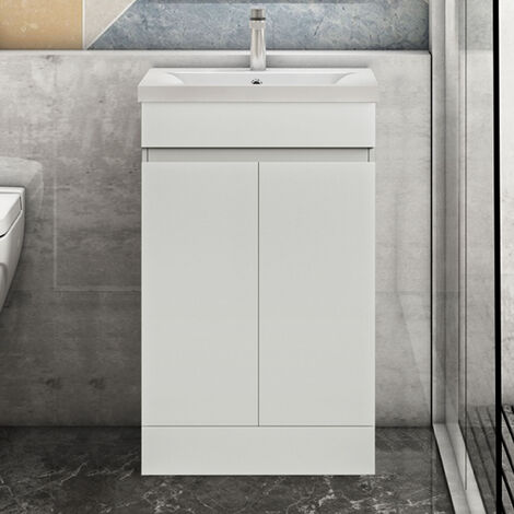Badmöbel Set 50 cm Unterschrank Selbstmontierter mit Weiß keramik waschtisch Unterschrank mit Weiß (1/5)